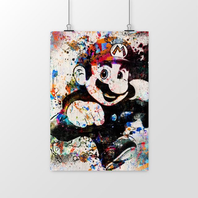 Image front Poster Mario street-art - Affiche jeux video retro Mario Bros - Décoration maison