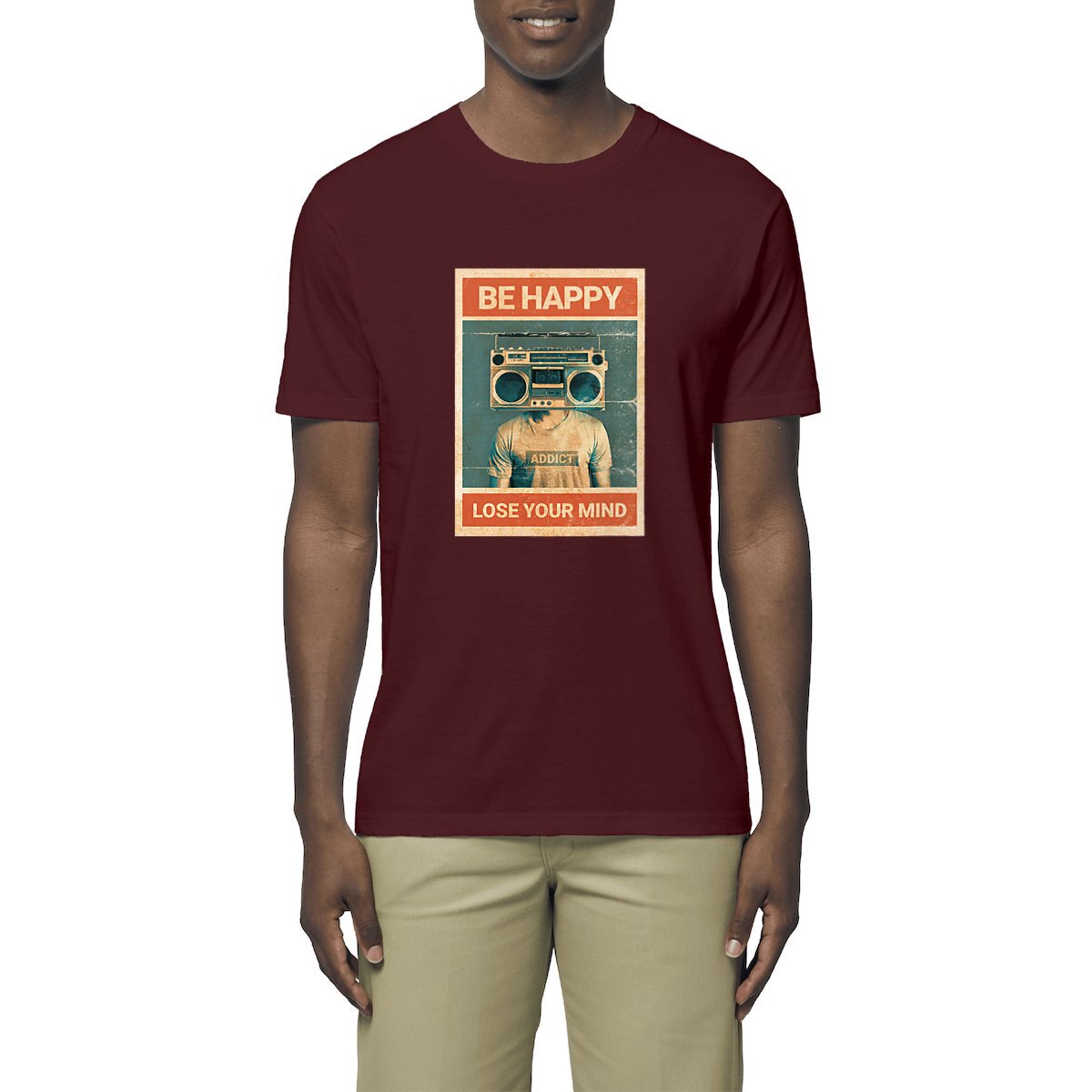 T-shirt de musique homme en coton BIO - Be Happy, lose your mind