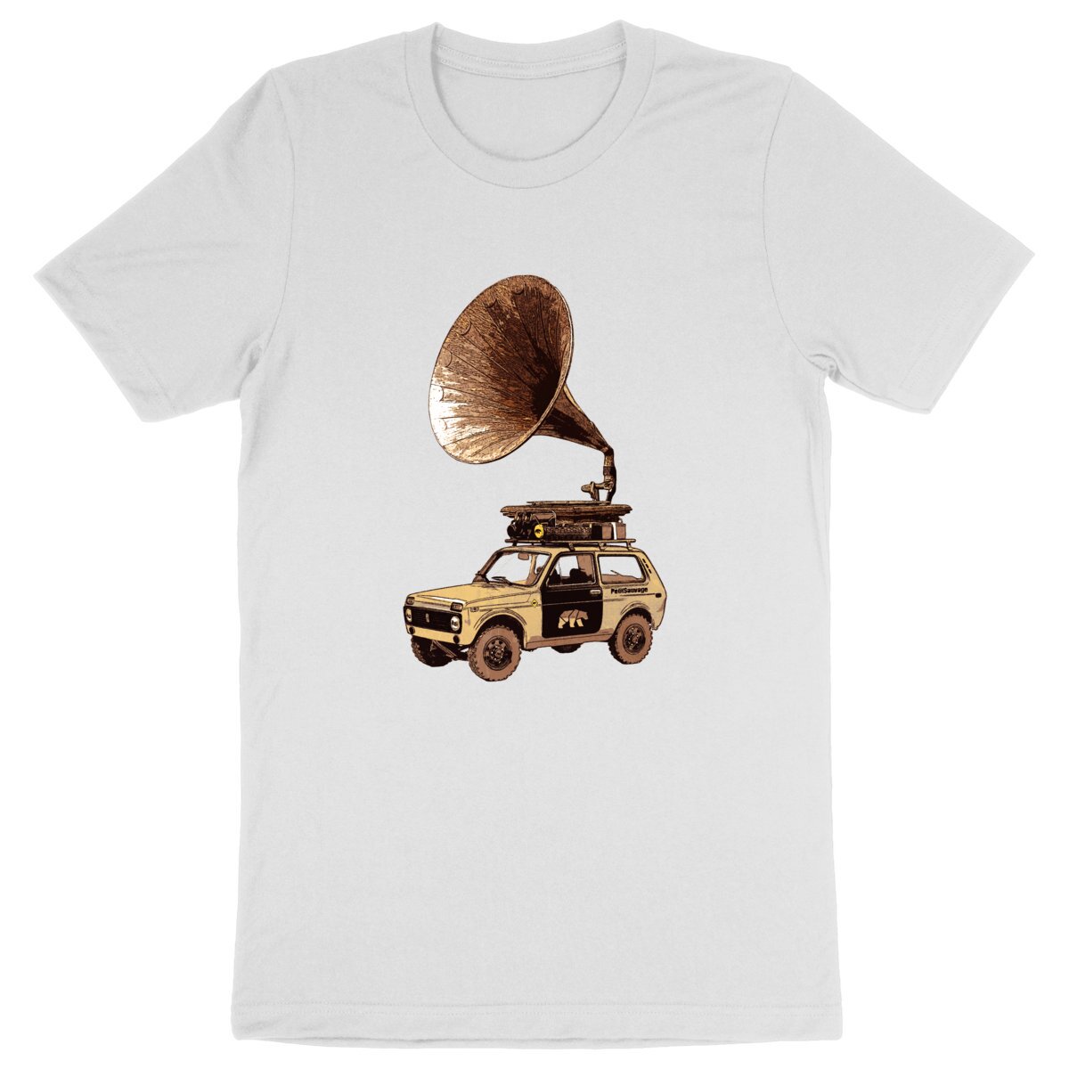 T-shirt coton Bio - Lada niva gramophone - Image