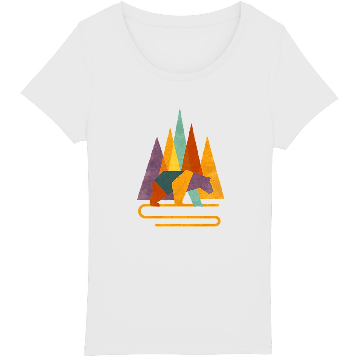 T-shirt Femme BIO - Ours Géométrique Coloré - Image
