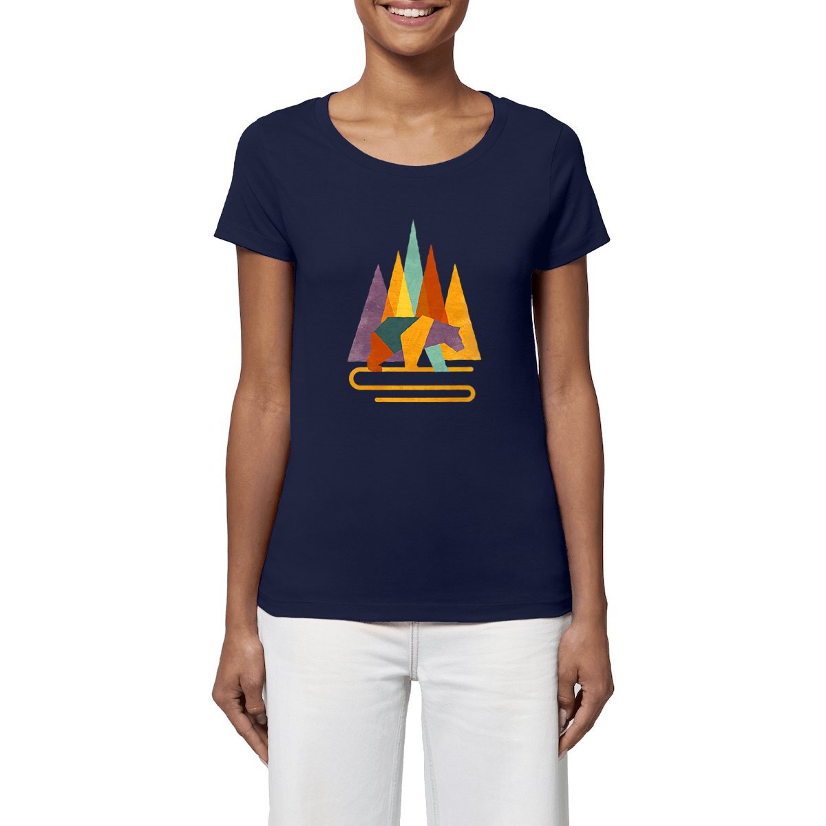 T-shirt Femme BIO - Ours Géométrique Coloré