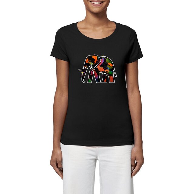 Image front T-shirt Femme - Silhouette éléphant peinture