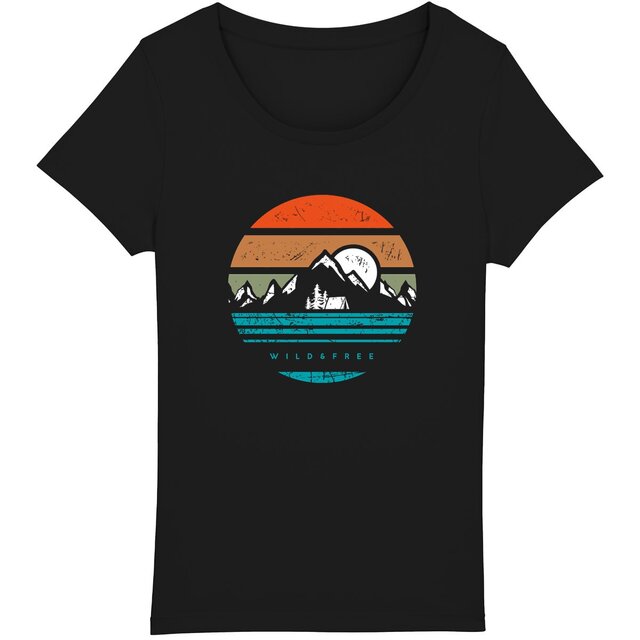 Image back T-Shirt Femme BIO - Wild And Free - Tee Shirt De Montagne