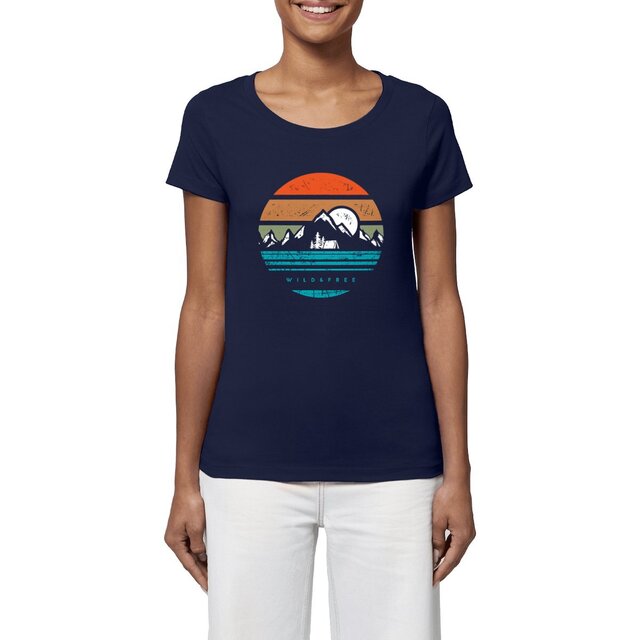 Image front T-Shirt Femme BIO - Wild And Free - Tee Shirt De Montagne