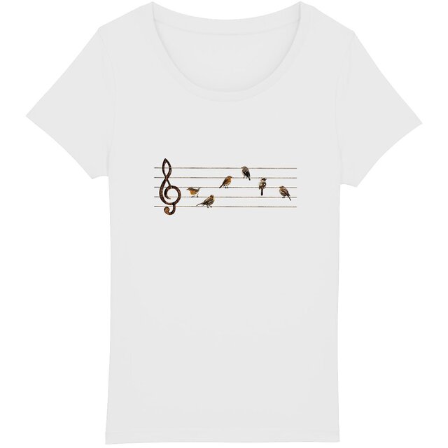 Image back T-shirt Femme BIO - Partition Musicale D'oiseaux