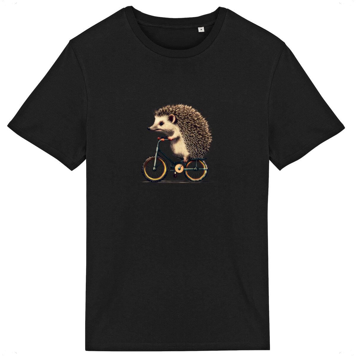 T-Shirt Homme coton Bio - Hérisson qui fait du vélo - Image