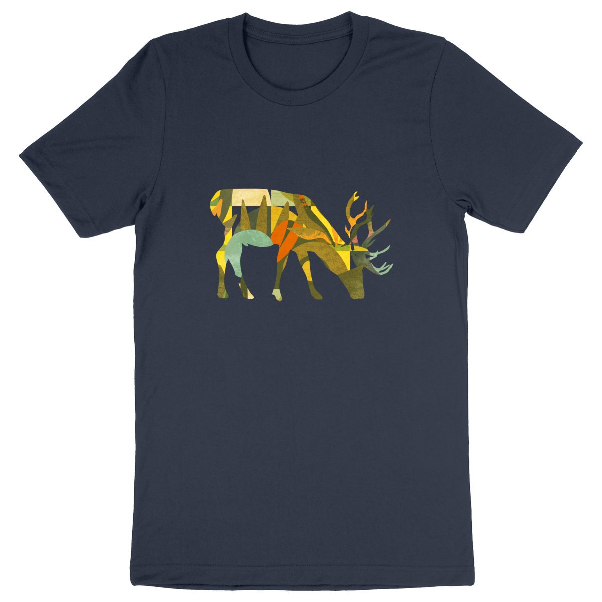 T-Shirt coton Bio - Cerf géométrique coloré - Image
