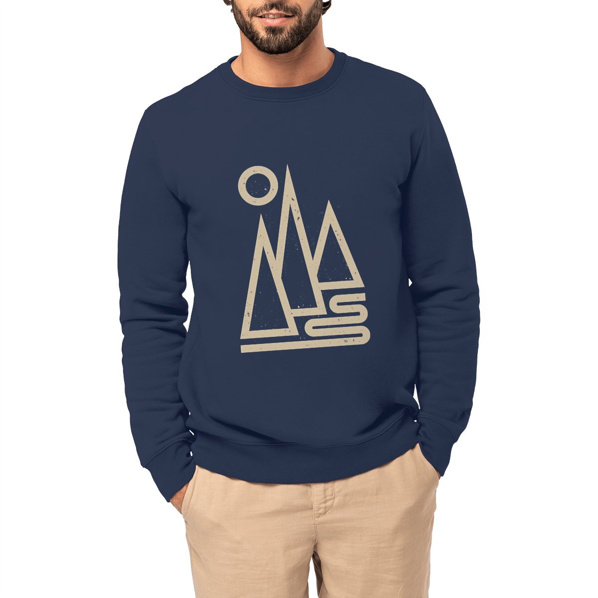 Sweat-shirt au dessin minimaliste en Coton Bio - Montagnes Géométriques