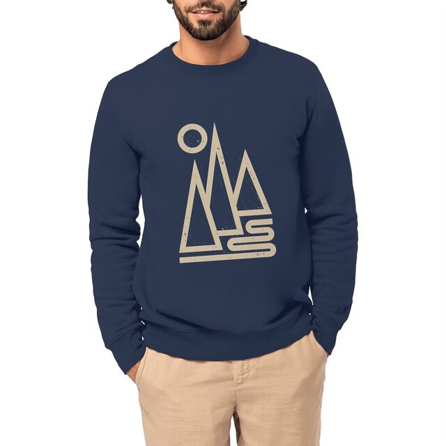 Image front Sweat-shirt au dessin minimaliste en Coton Bio - Montagnes Géométriques