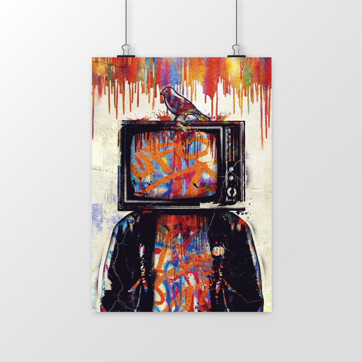 Poster affiche d'art - TV head street-art