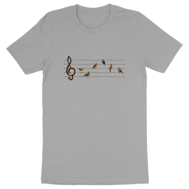 Image back T-Shirt homme coton Bio - Partition musicale d'oiseaux
