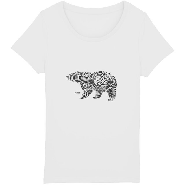 Image back T-shirt Femme BIO - Ours Sauvage dessin d'ours en cerne de bois