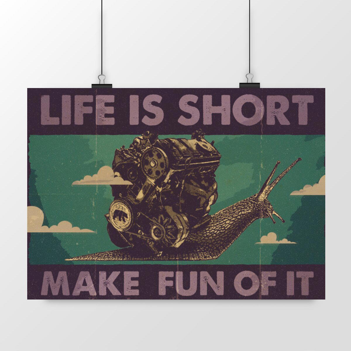 Poster affiche d'art - make fun escargot