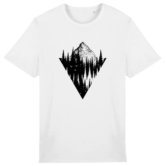 Image front T-shirt de montagne homme coton bio - dessin de montagne triangle