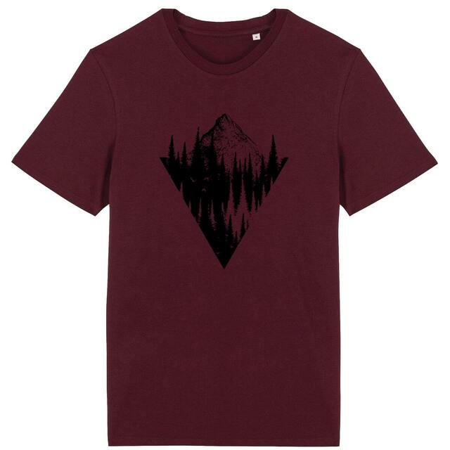 Image back T-shirt de montagne homme coton bio - dessin de montagne triangle