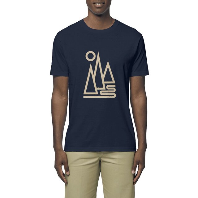 Image front T-Shirt homme coton Bio - Montagnes géométriques minimalistes