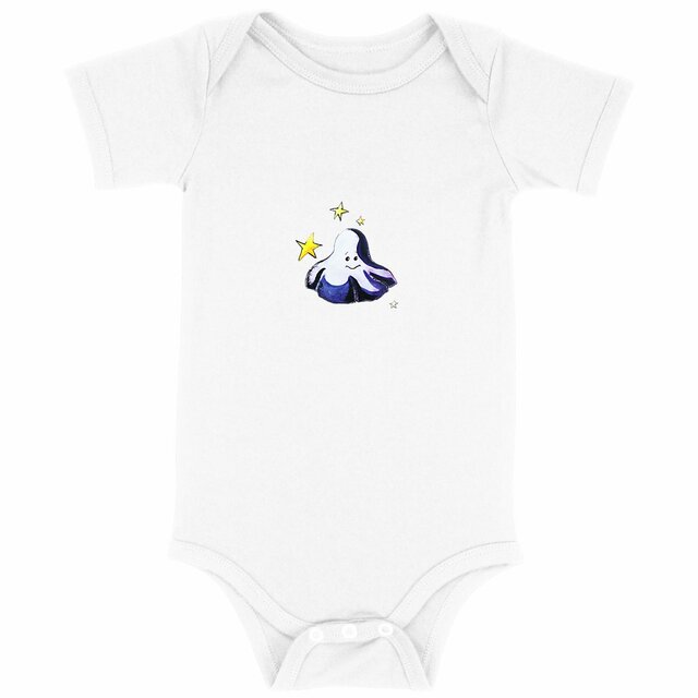 Image back Body bébé d'Halloween avec fantôme violet en coton bio