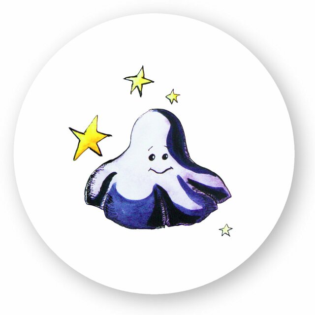 Image front Autocollant rond Halloween fantôme violet