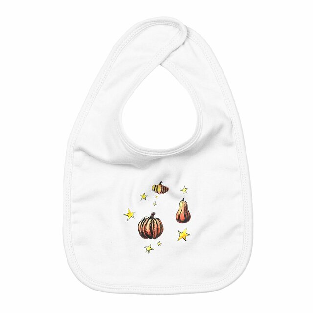 Image back Bavoir d'Halloween en coton bio avec citrouilles