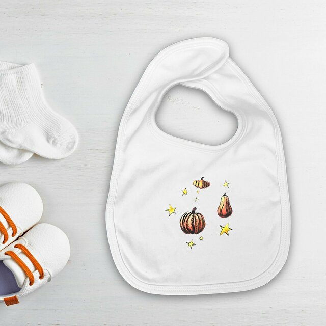 Image du produit Bavoir d'Halloween en coton bio avec citrouilles