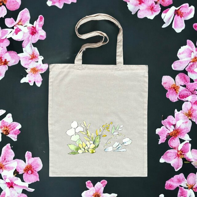 Image front Tote bag léger en coton biologique imprimé floral