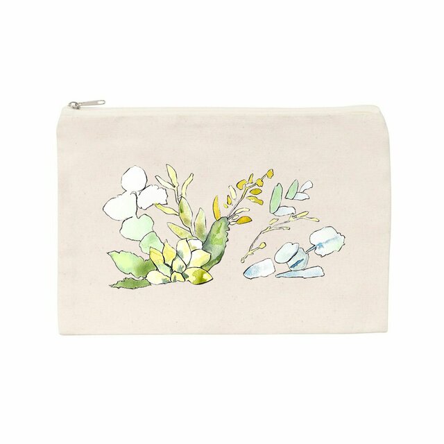 Image back Pochette en coton recyclé motif végétal