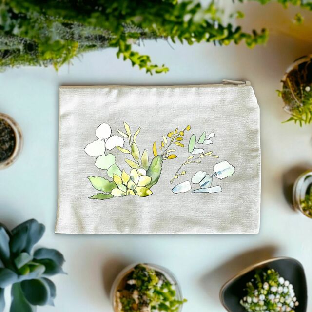 Image front Pochette en coton recyclé motif végétal