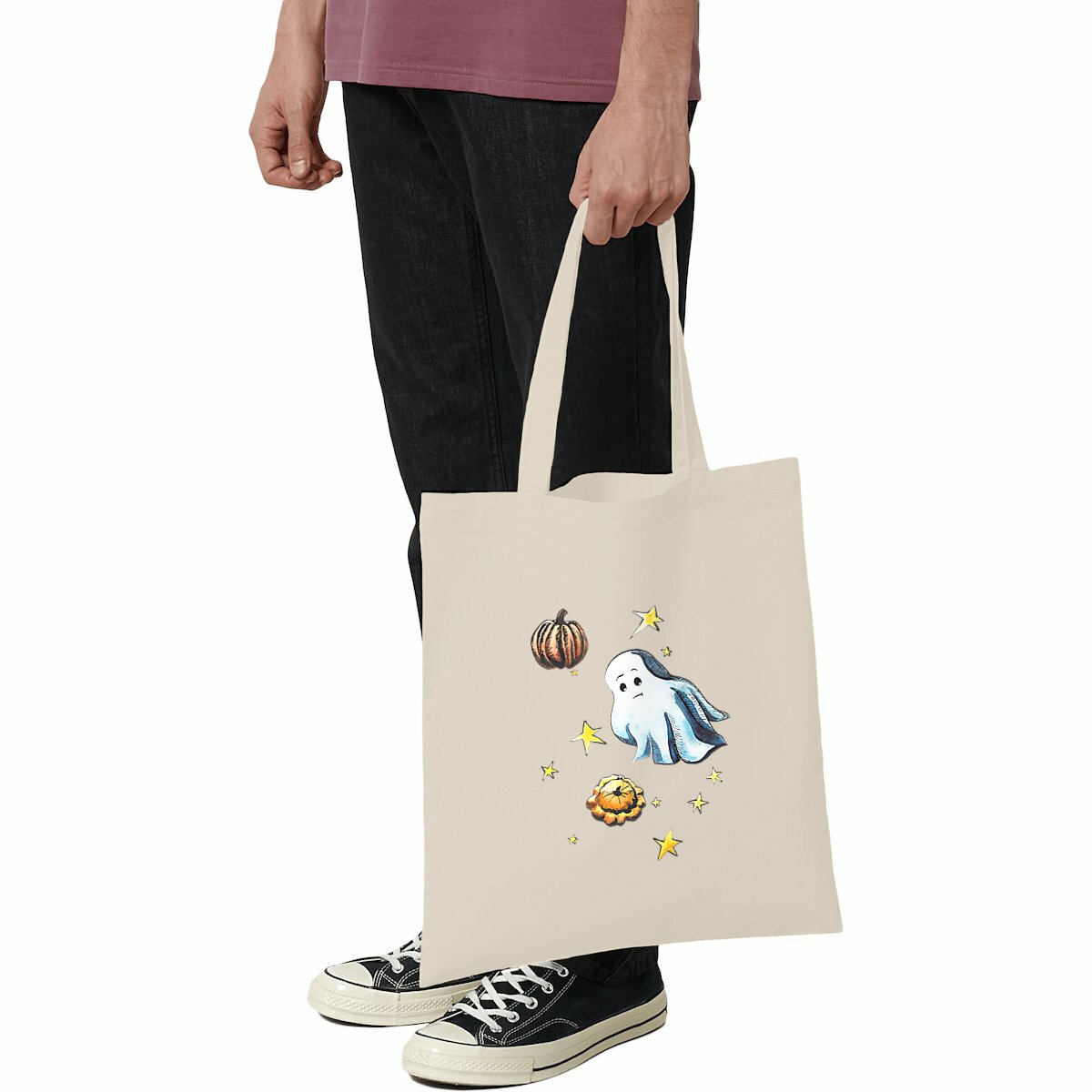 Image front Totebag léger Halloween en coton biologique