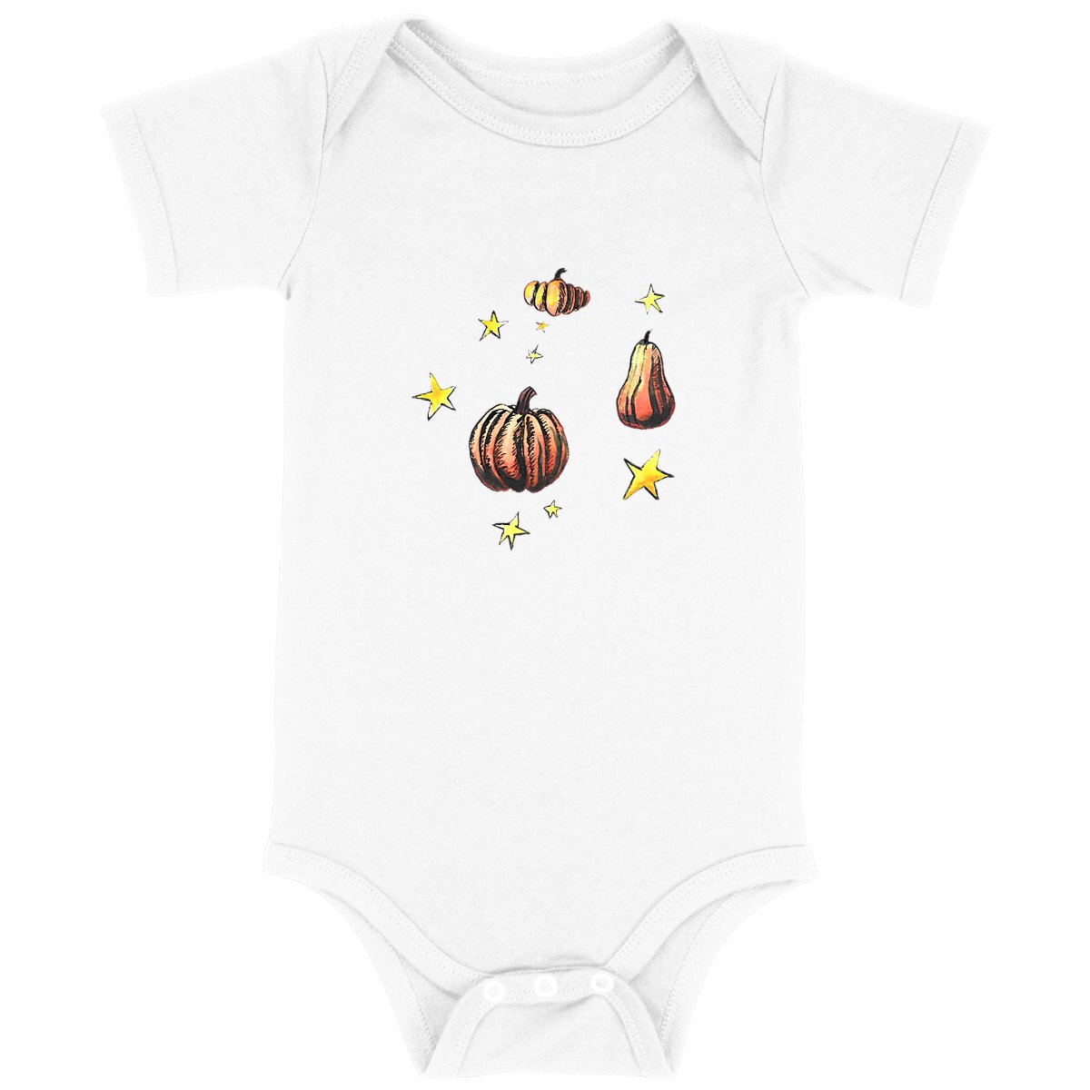 Image back Body bébé d'Halloween avec citrouilles en coton bio