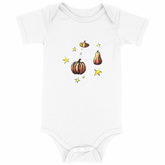 Image back Body bébé d'Halloween avec citrouilles en coton bio