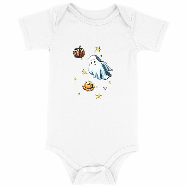 Image back Body bébé d'Halloween avec fantôme en coton bio