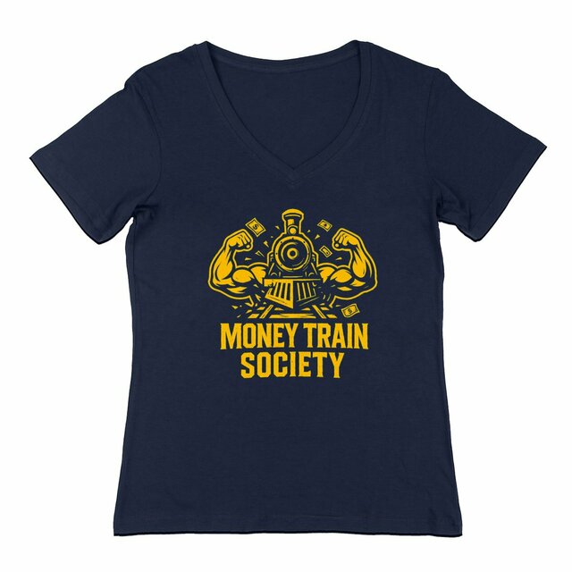 Damen-T-Shirt mit V-Ausschnitt - Money Train Society - Image
