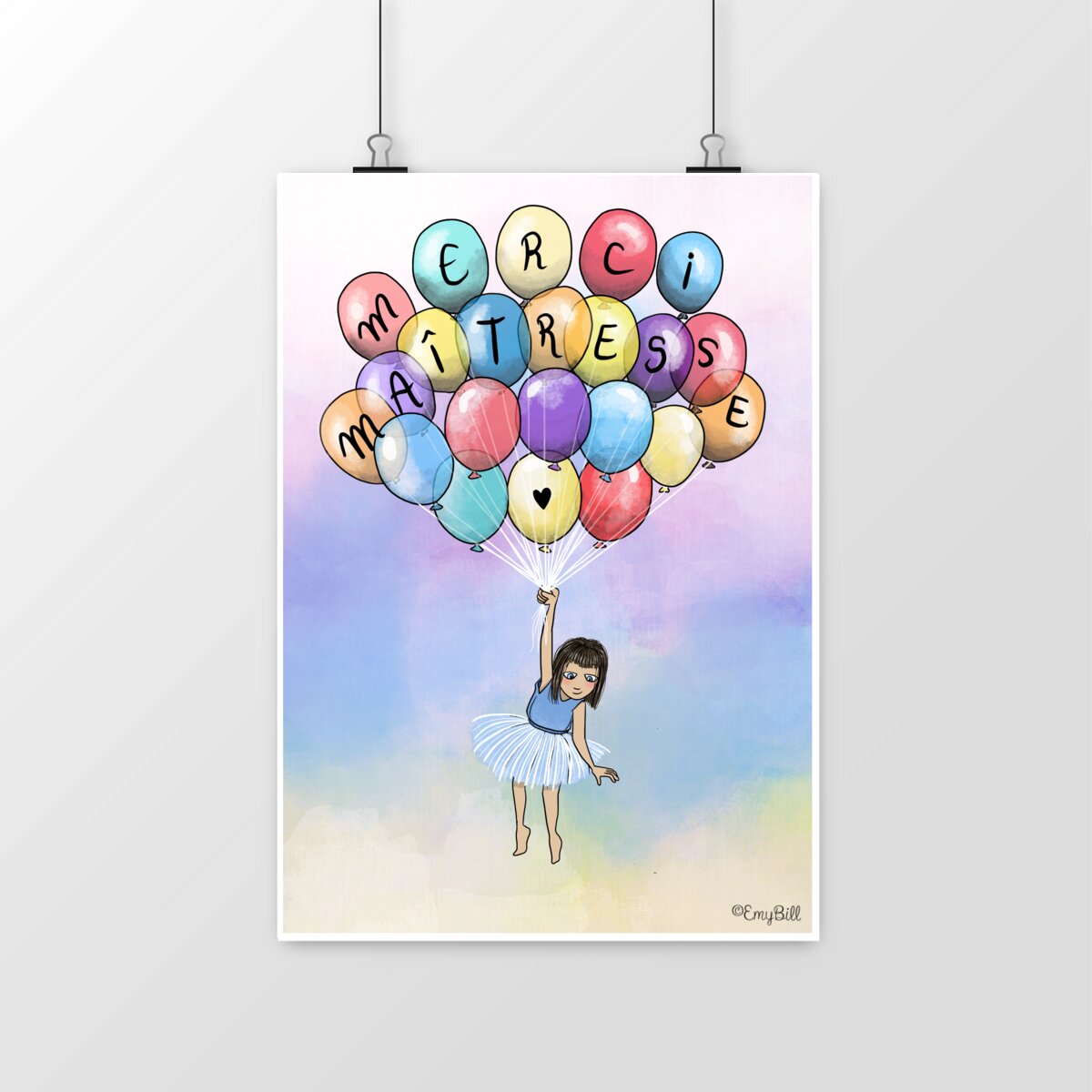 Poster "MERCI Maîtresse" – Le cadeau touchant pour dire MERCI à votre enseignante ! (version fille)