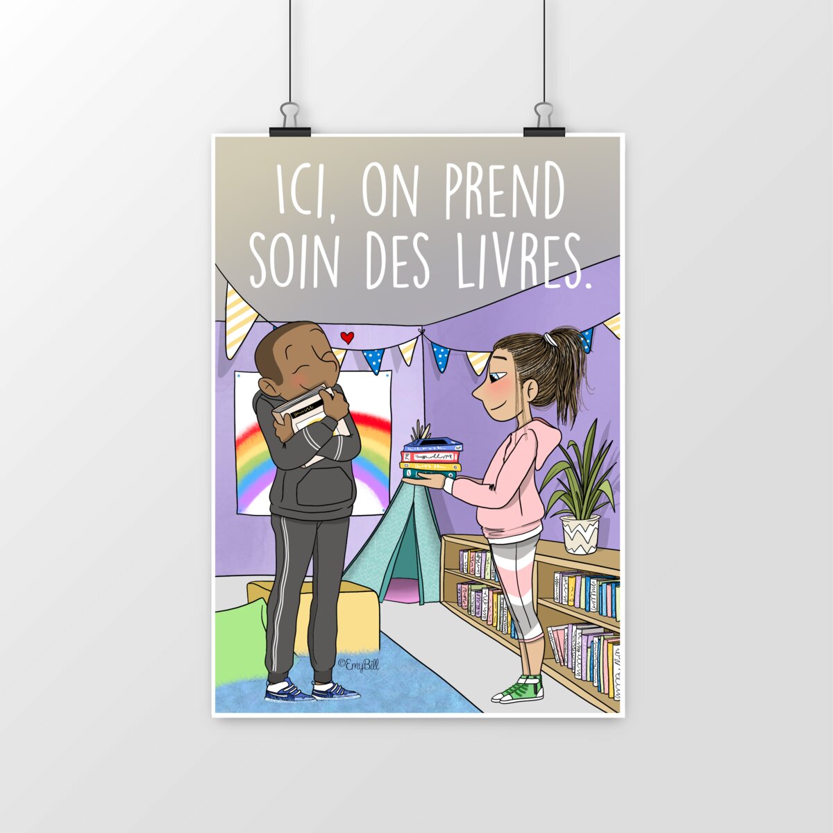Poster "Ici, on prend soin des livres" – Un cadeau poétique pour célébrer la lecture !