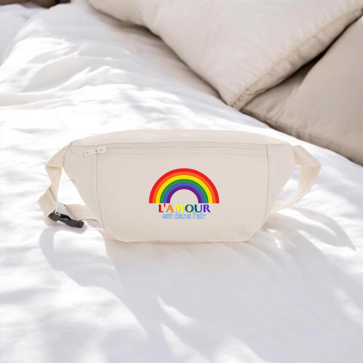 Sac banane en toile recyclée - L'Amour est dans l'air