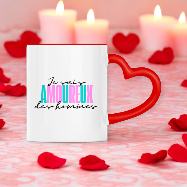 Image du produit Mug à anse en forme de coeur - Écoutegay