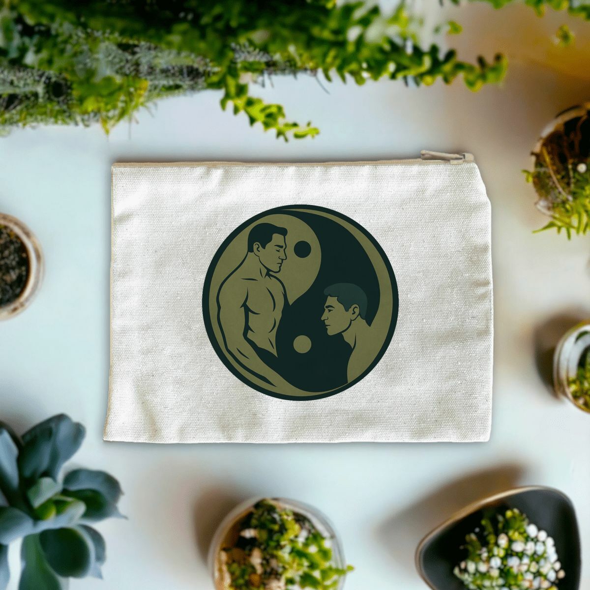 Pochette en coton recyclé "Hommes Yin et Yang"