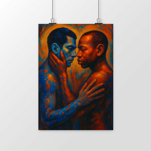 Poster vertical couple hommes mixtes