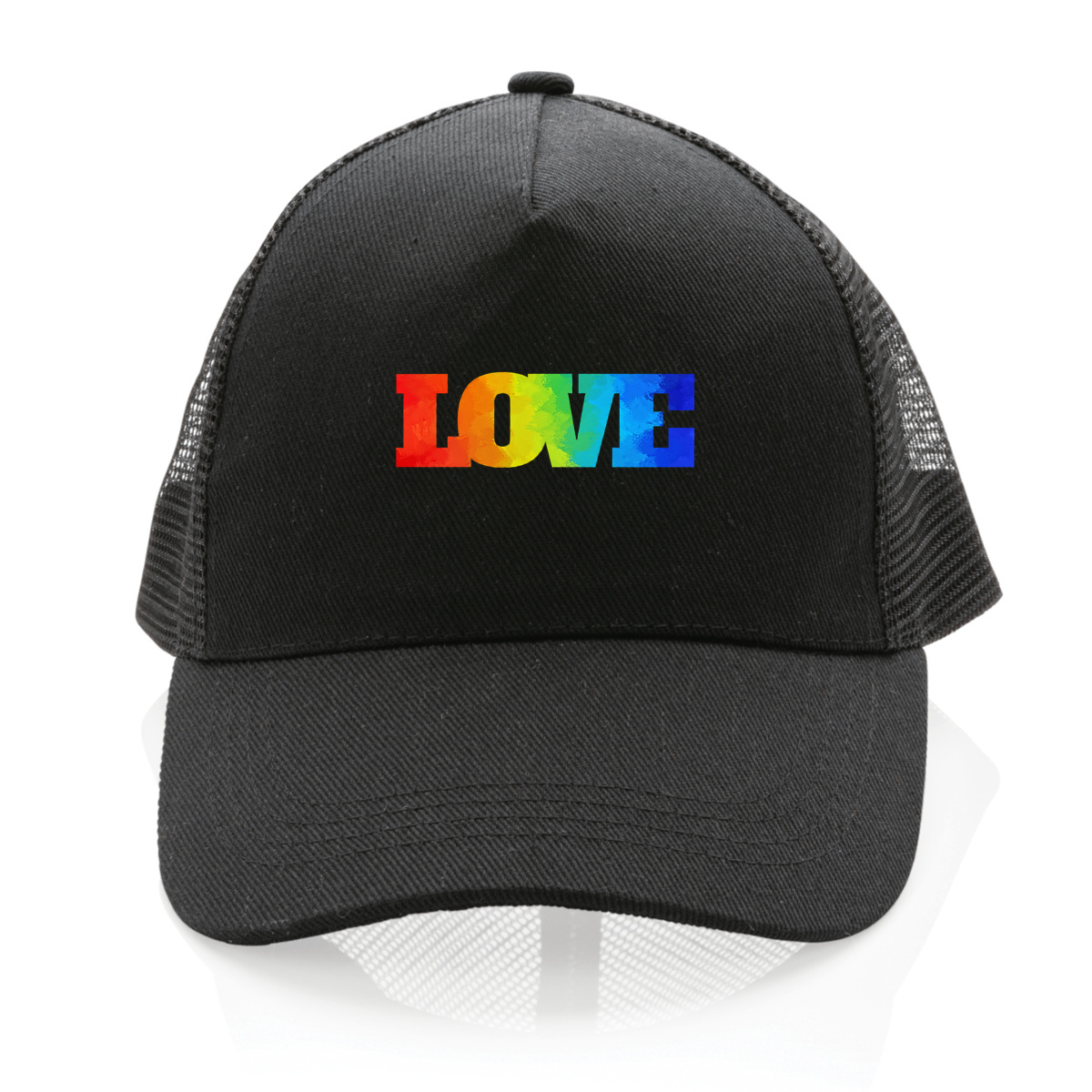 Image front Casquette Trucker "LOVE arc en ciel"