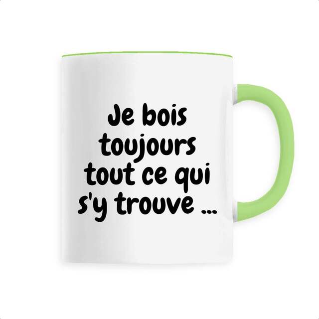Image front Mug versatile céramique "Je bois tout ce qui s'y trouve"...