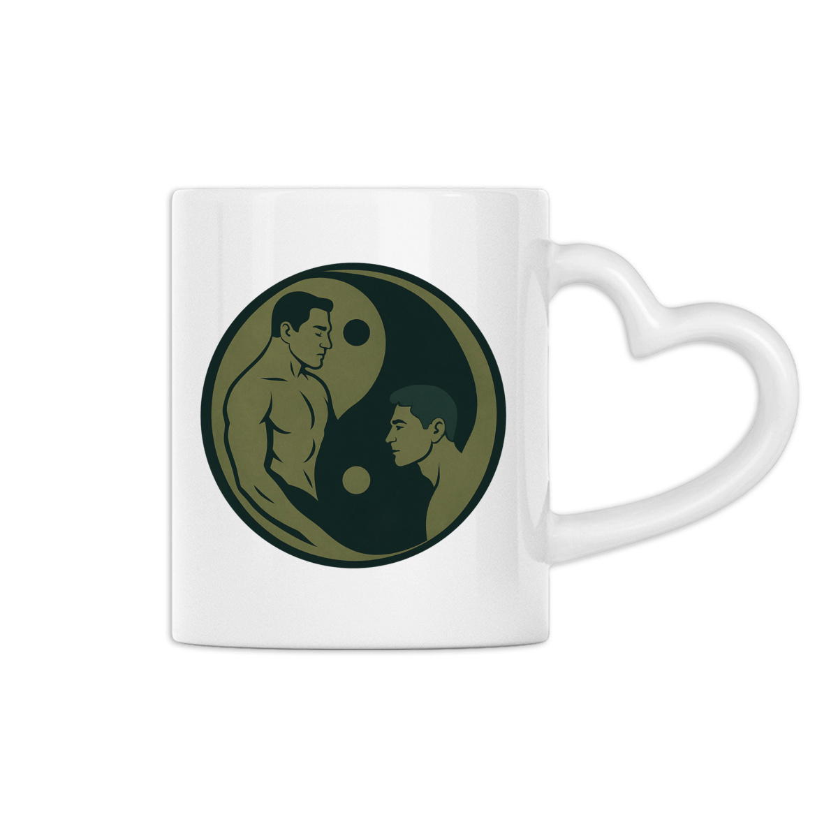Mug à anse en forme de coeur pour couple Yin et Yang - Image