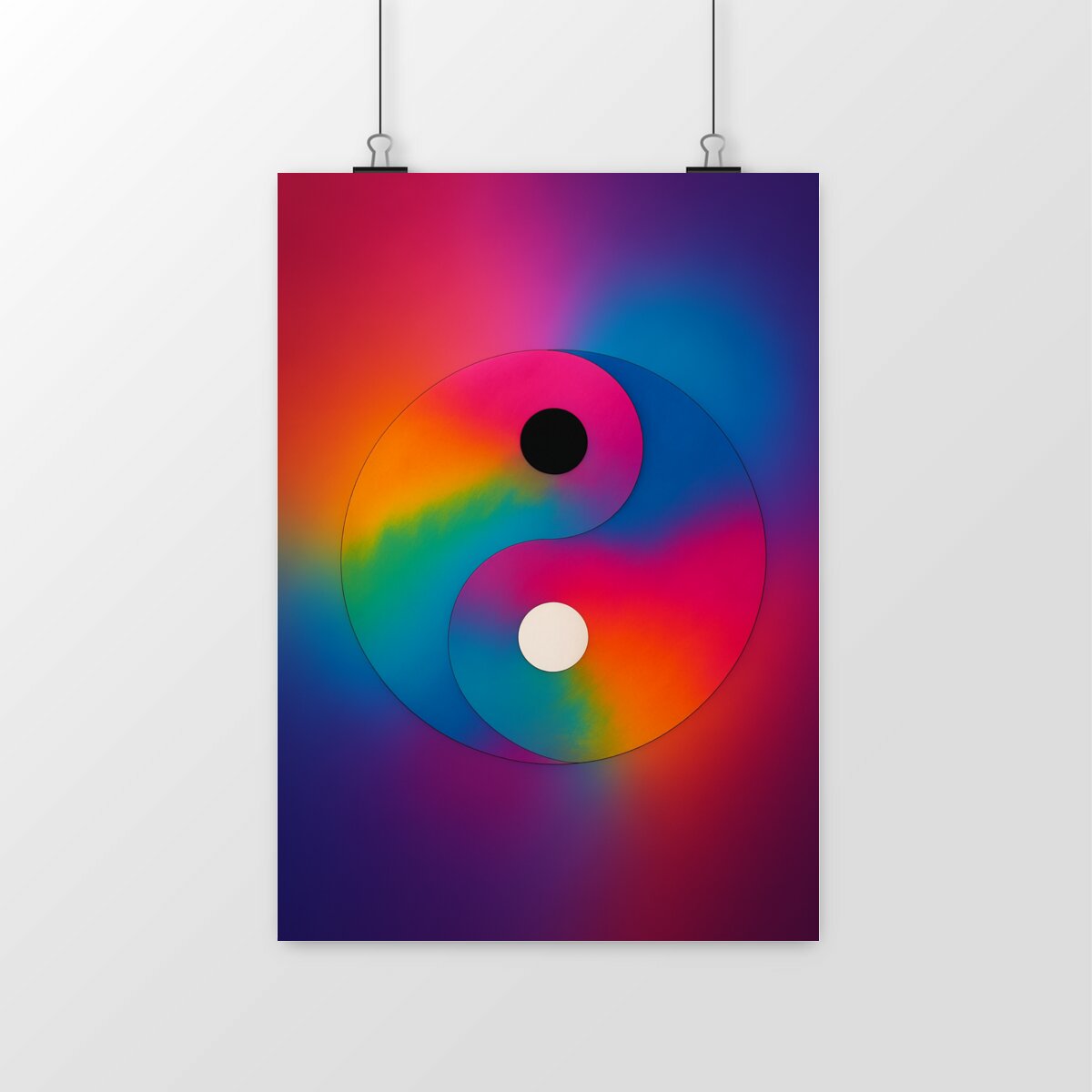 Poster vertical "Yin et Yang multicouleurs"