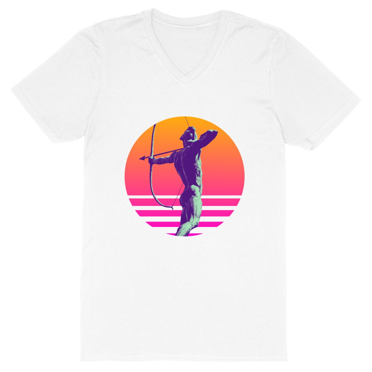 Image back T-shirt col en V "Cupidon Synthwave"