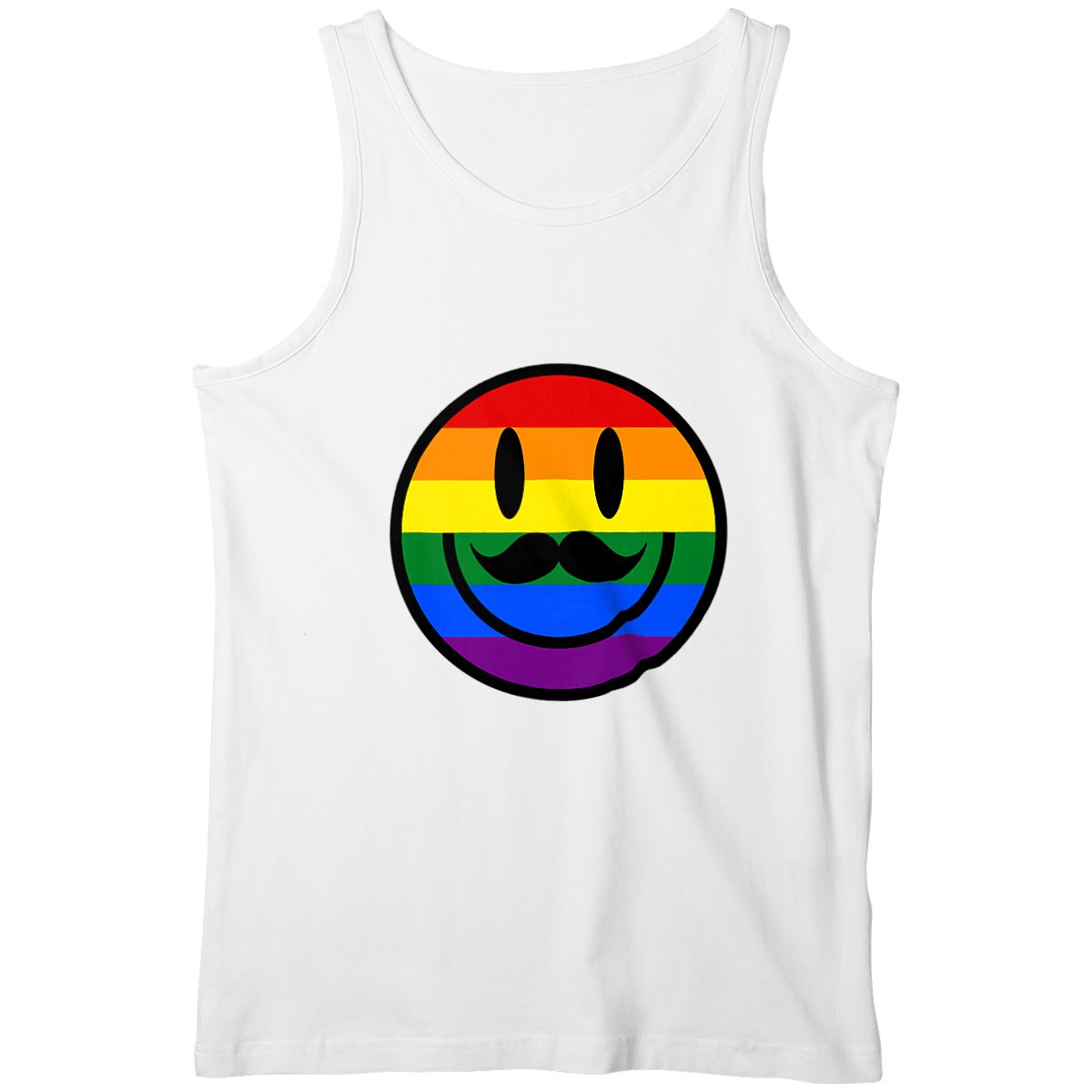 Débardeur "Smiley moustachu LGBTQIA" - Image