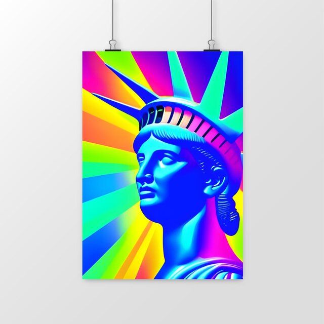 Image front Poster "Statue de la Liberté arc-en-ciel LGBTQIA+"