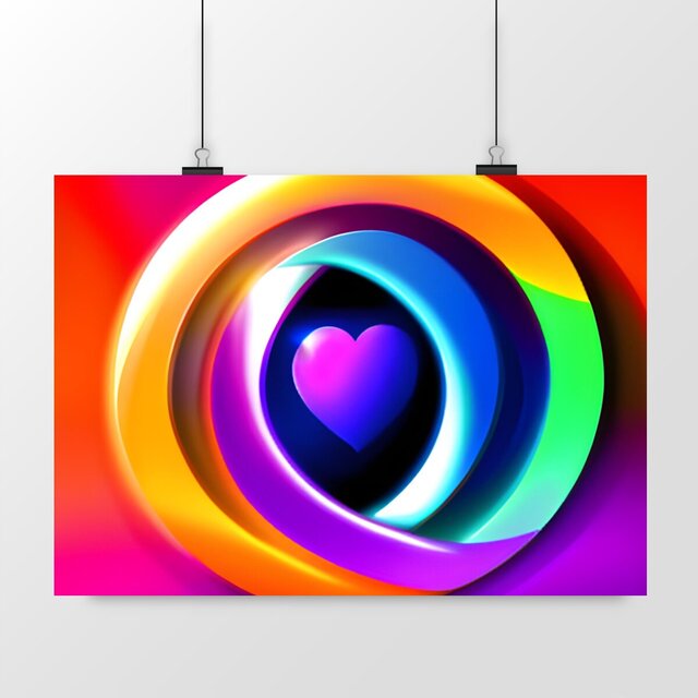 Image front Poster "Coeur arc-en-ciel LGBTQIA+"