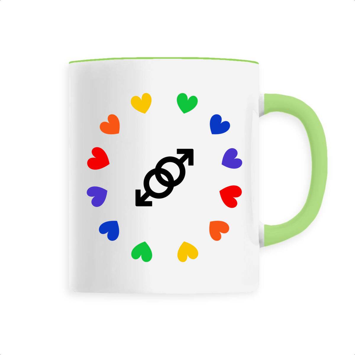 Mug versatile céramique "Boussole couple coeurs LGBTQIA" - Image