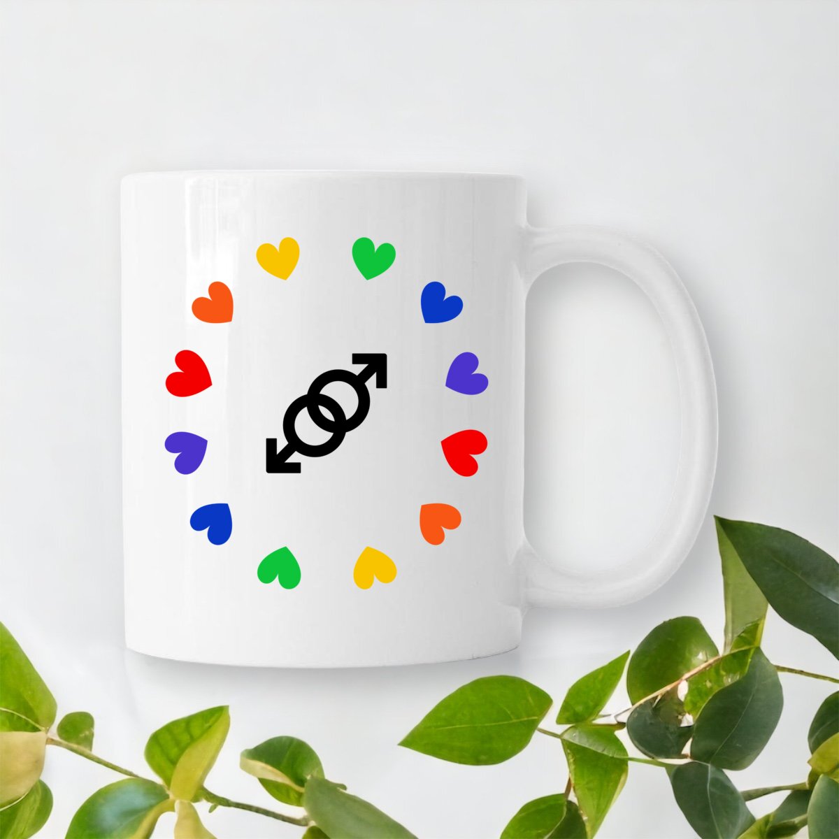 Mug versatile céramique "Boussole couple coeurs LGBTQIA"