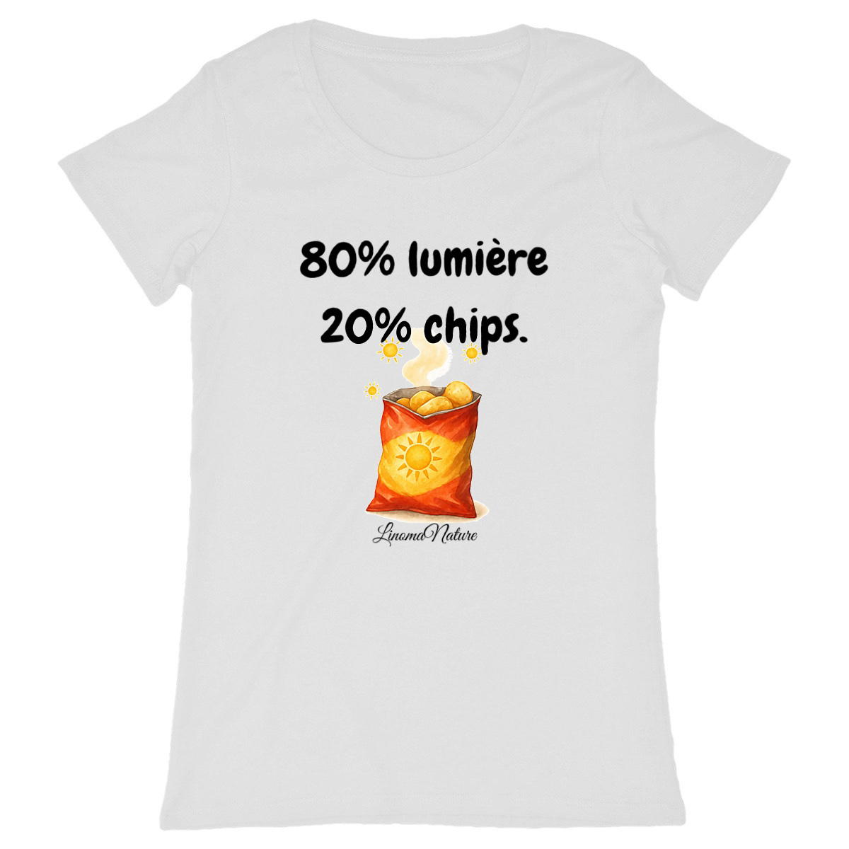 Image front T-shit femme 80%lumière , 20%chips