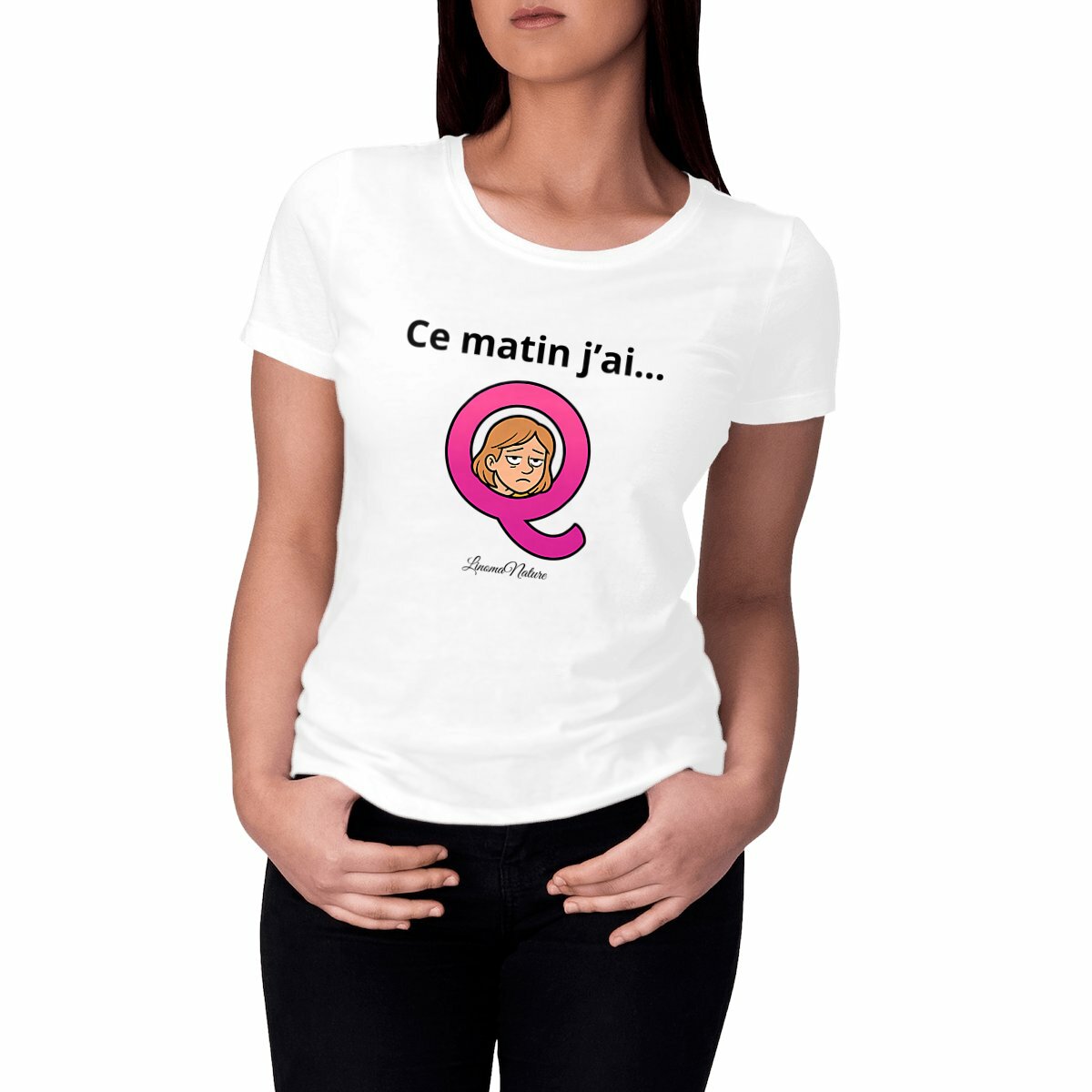 Image front T-shirt femme expression matin...